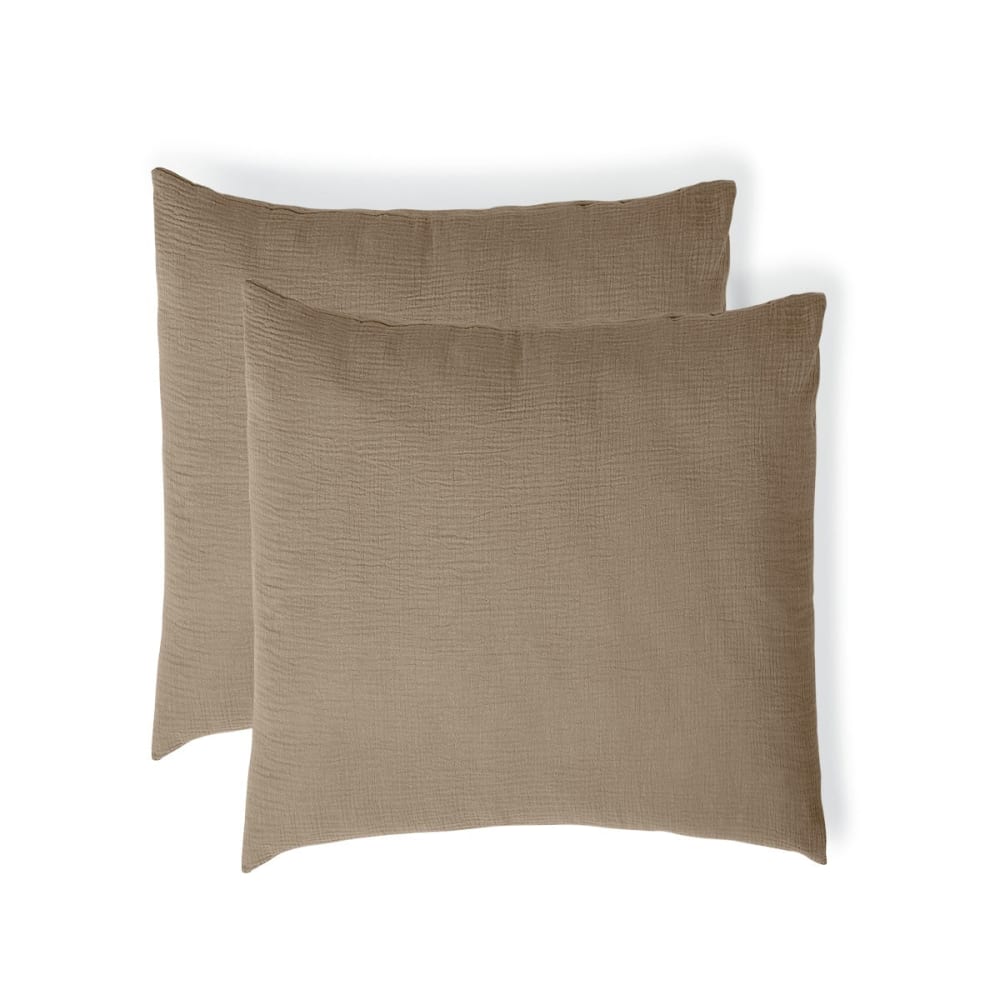 Taie d'oreiller (x2) gaze de coton latte 65x65