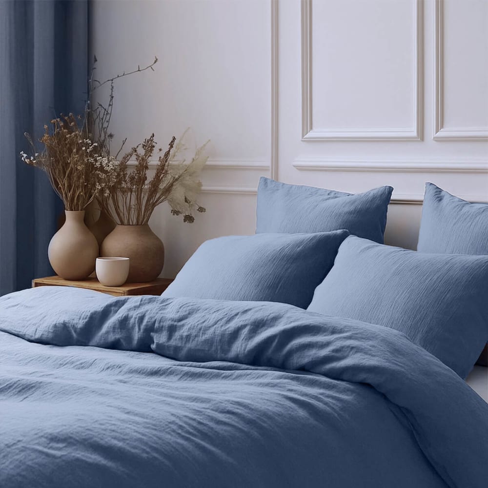 Taie d'oreiller (x2) gaze de coton bleu 50x70 — vue 4