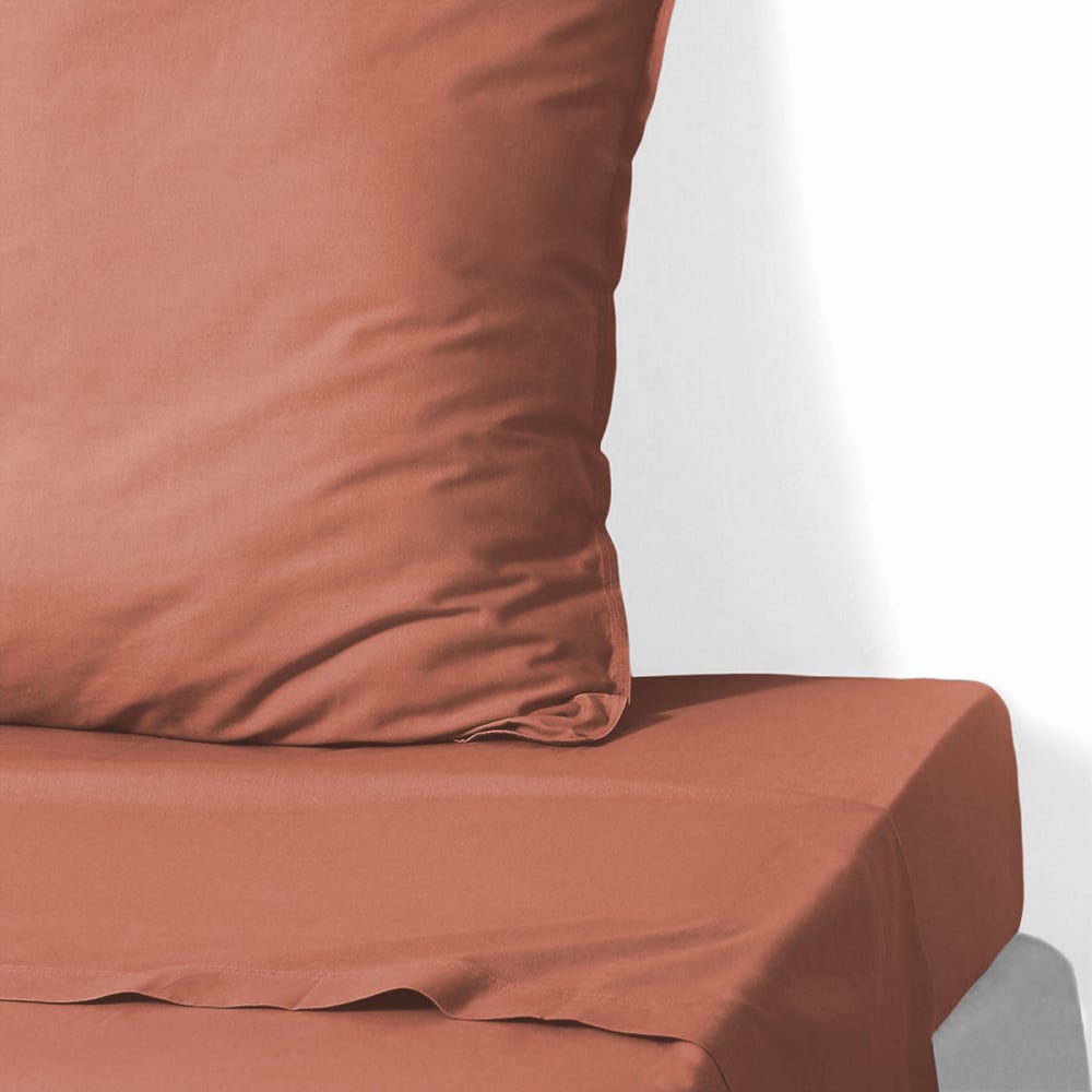 Drap plat coton lavé 240x300 terracotta Drap plat coton lavé 240x300 terracotta