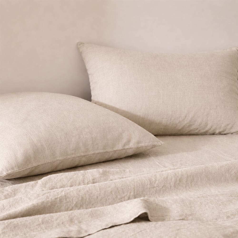 Drap plat lin lavé 240x300 beige clair — vue 3