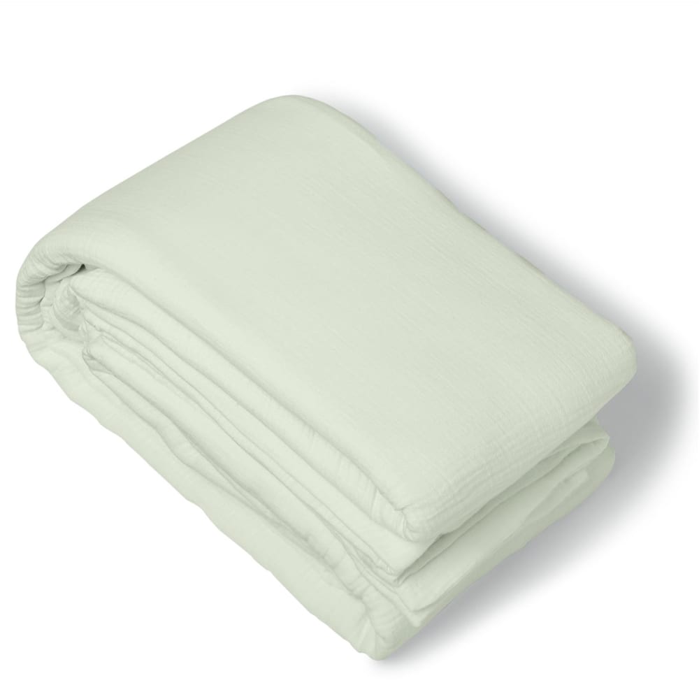 Housse de couette gaze de coton vert amande 260x240 — vue 3