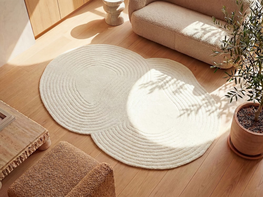 Tapis de salon laine ivoire 120x160 cm — vue 3