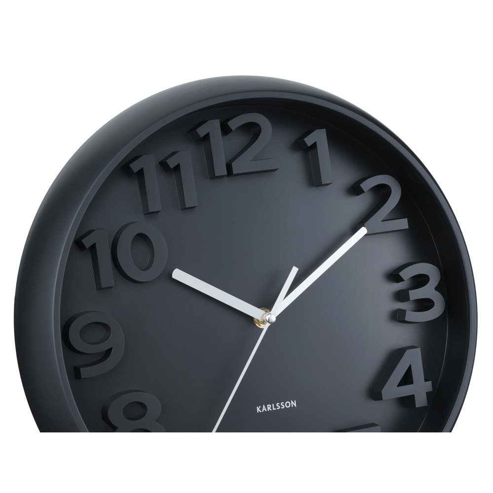 Wanduhr aus Polystyrol, mattschwarz, 5x33.5x33.5cm - Maisons Du