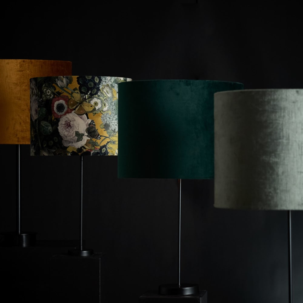 Zylinder-Lampenschirm aus Samt, grün, Ø30 cm - Maisons Du Monde