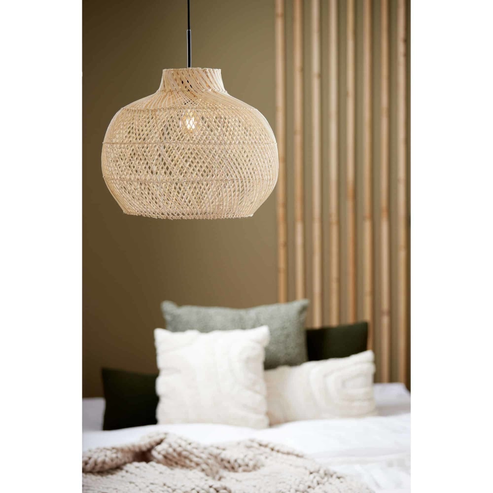 Suspension brun rotin ø46cm — vue 3