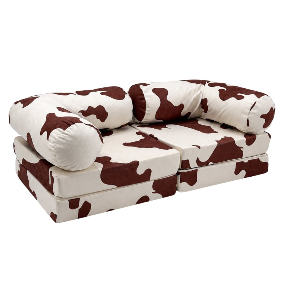 Canapé enfant 2 en 1 modulable 142 cm, motif vache