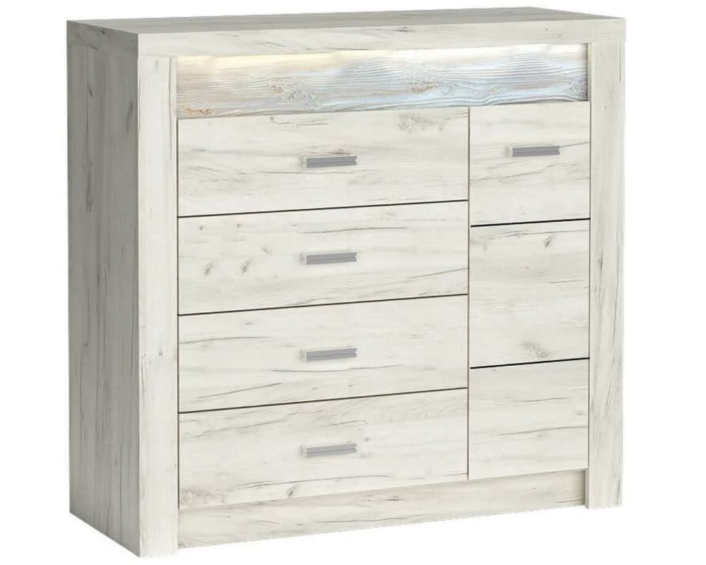 Commode en bois blanchi