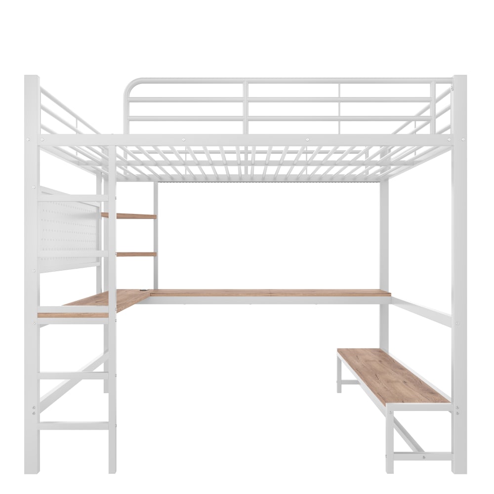 Kinderhochbett 140x200 mit Schreibtisch USB LED Metall weiß -