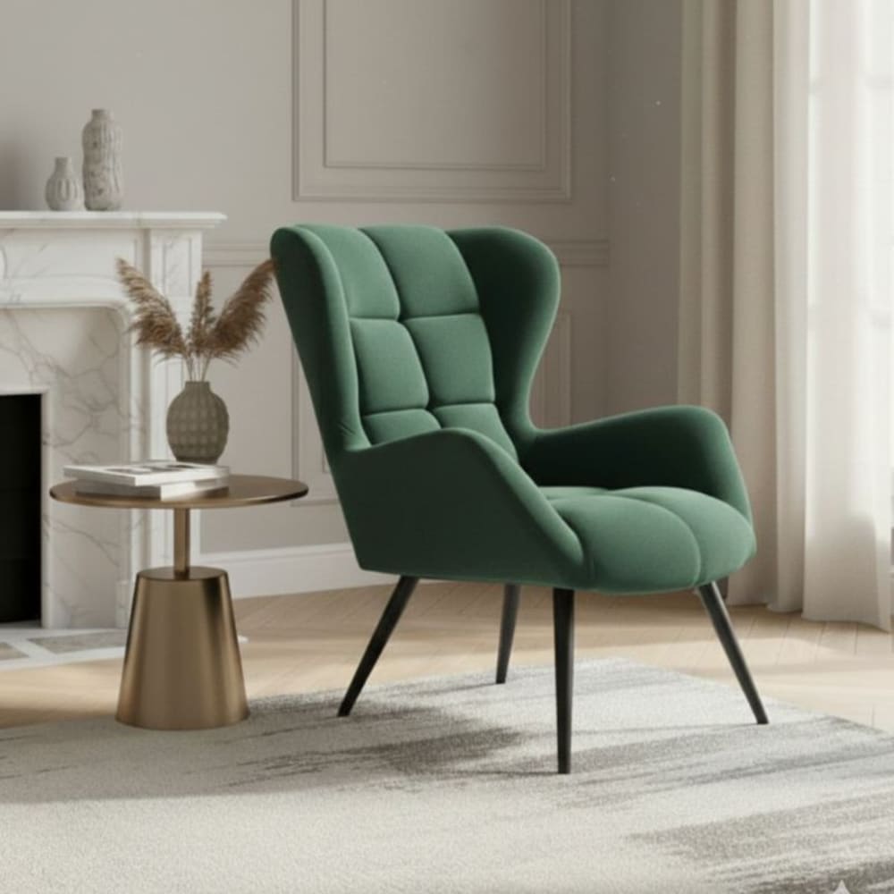 Moderner Sessel aus grünem Polyester-Samt - Maisons Du Monde