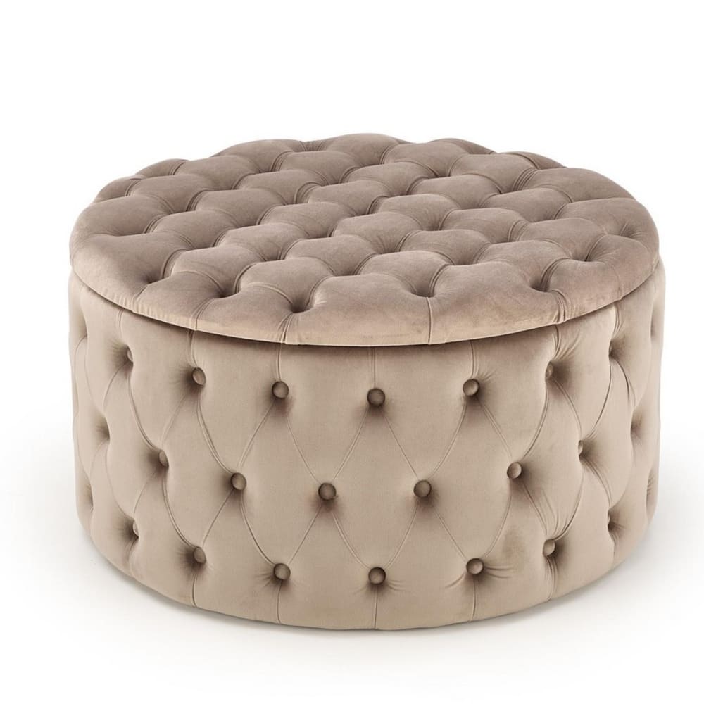 Pouf rond capitonné avec coffre 70cm Pouf rond capitonné avec coffre 70cm