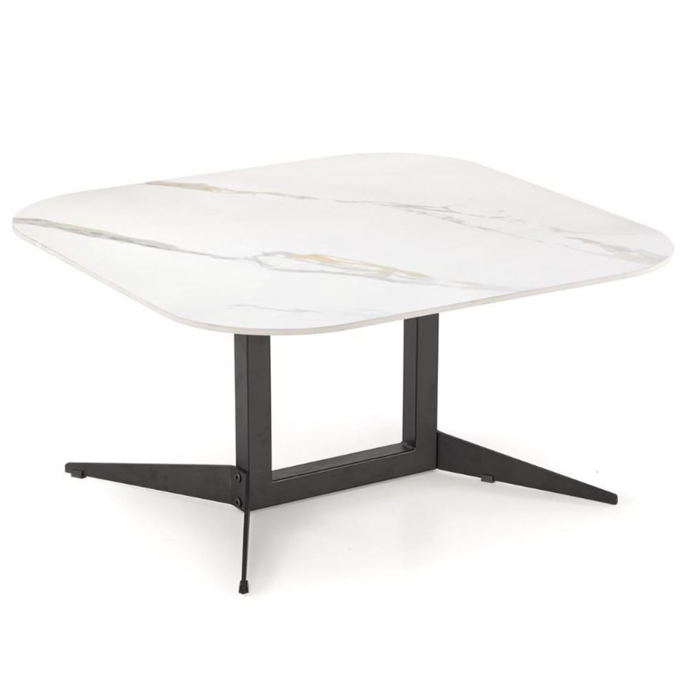 Table basse carrée aspect marbre blanc 80cm Table basse carrée aspect marbre blanc 80cm