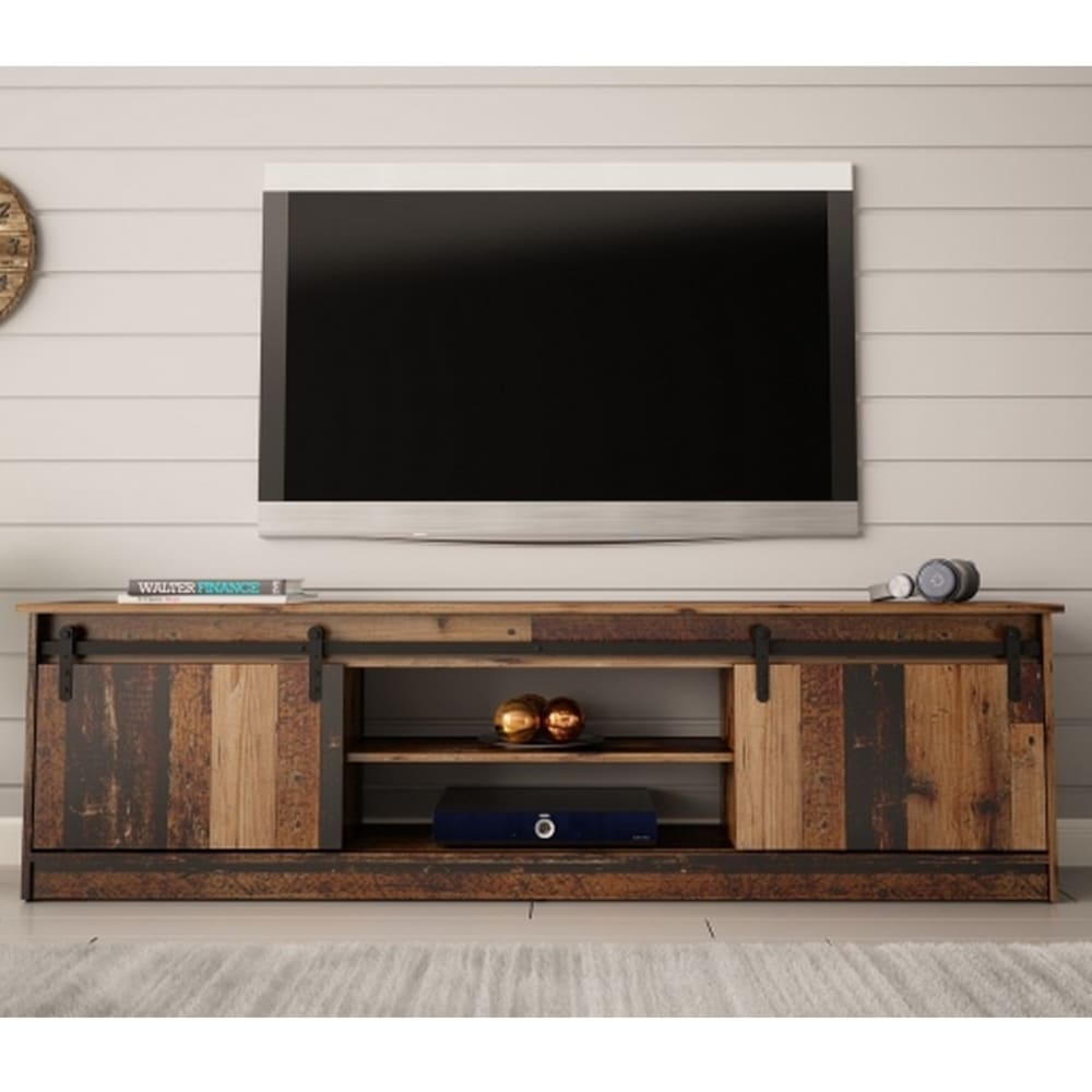 Meuble tv couleur bois vieilli 200cm