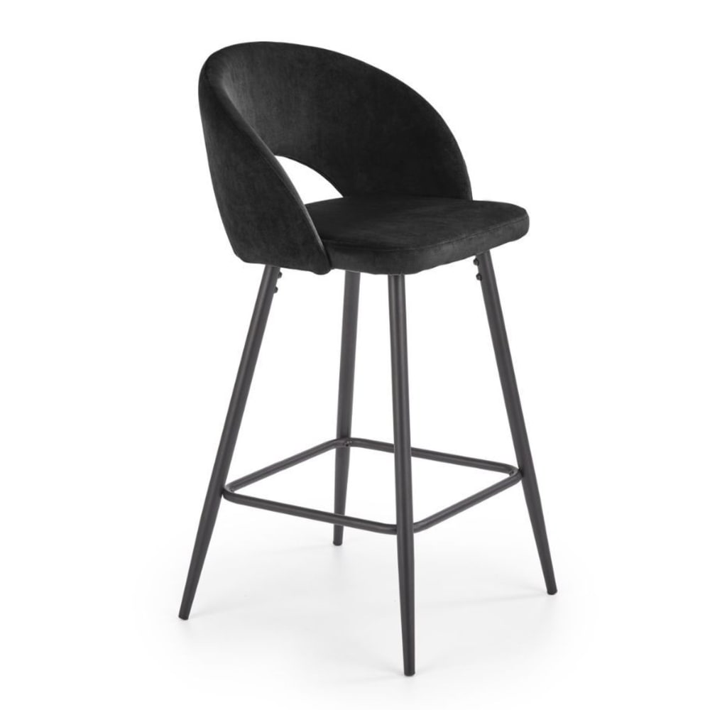 Chaise de bar en velours - polyester noir
