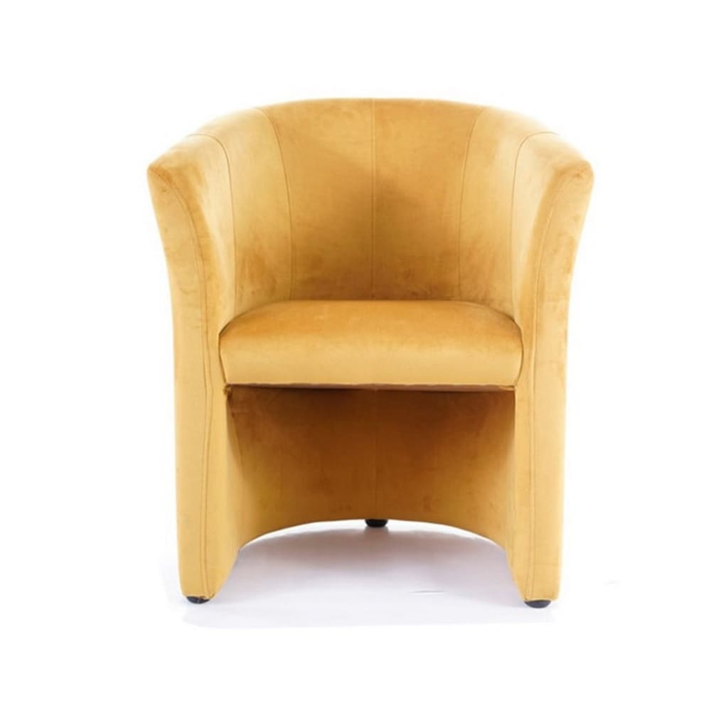 Fauteuil cabriolet confort en velours de polyester curry