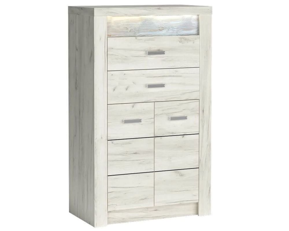 Commode haute avec poignées - acier