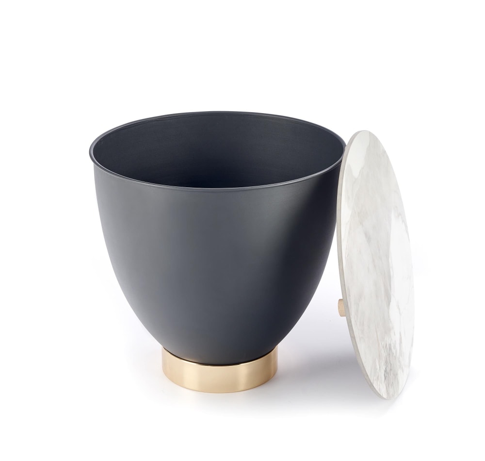 Table basse design avec plateau aspect marbre blanc 48cm