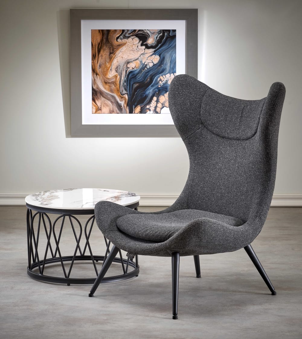 Fauteuil lounge contemporain en tissu de polyester gris