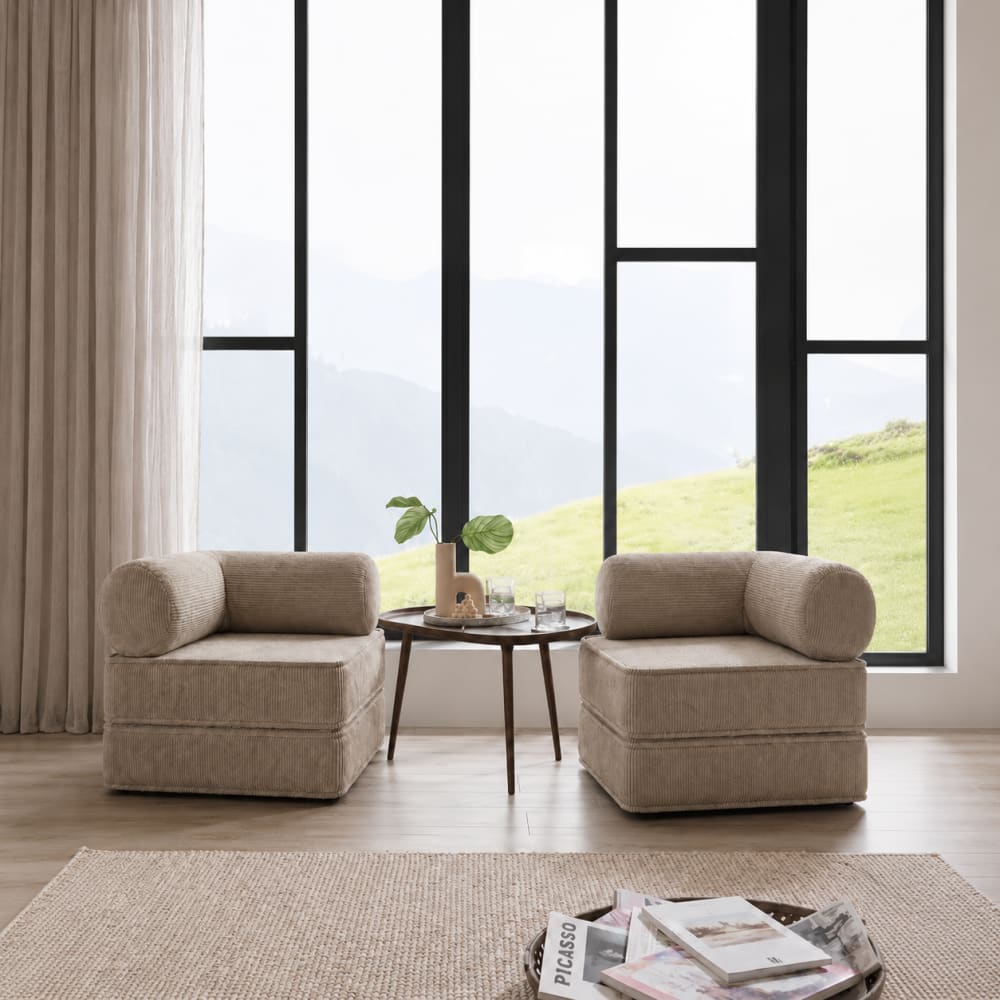 Schlafsessel mit Armlehnen aus Cordstoff rosa - Maisons Du Monde