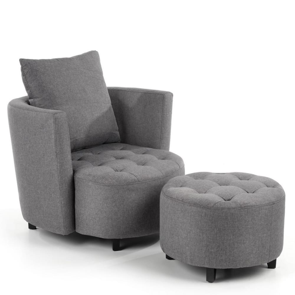 fauteuil et pouf en tissu