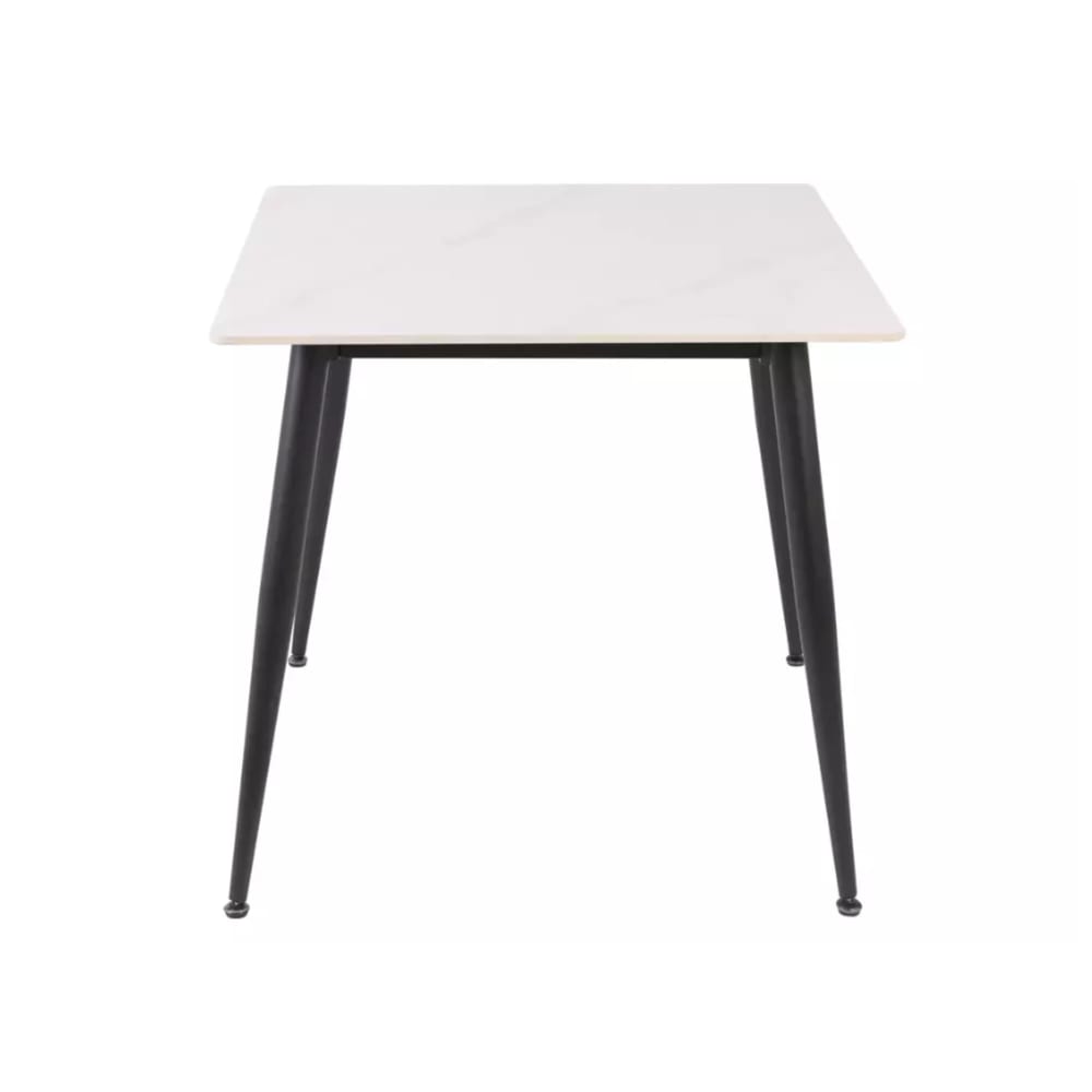 Quadratischer Tisch aus weißer Keramik und Stahl, 80 x 80 cm -