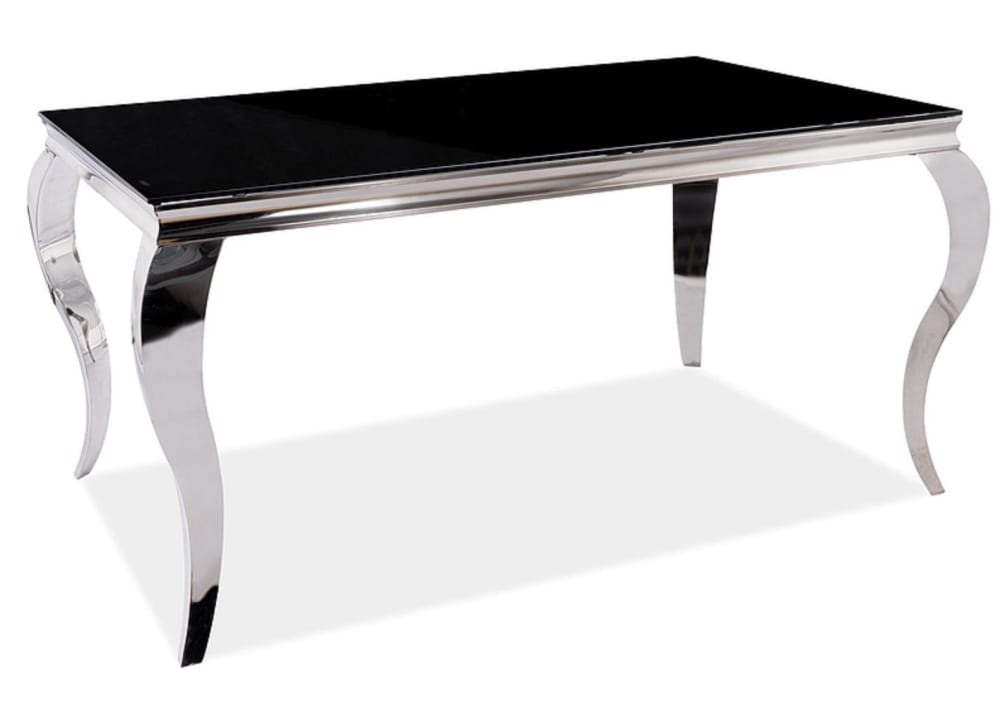 Table baroque en acier et verre