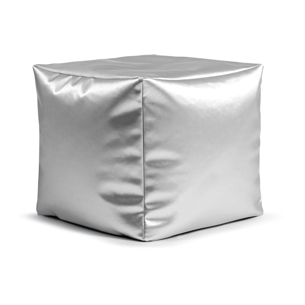 Pouf carré métalisé effet cuir argent 40x40x40 cm Pouf carré métalisé effet cuir argent 40x40x40 cm