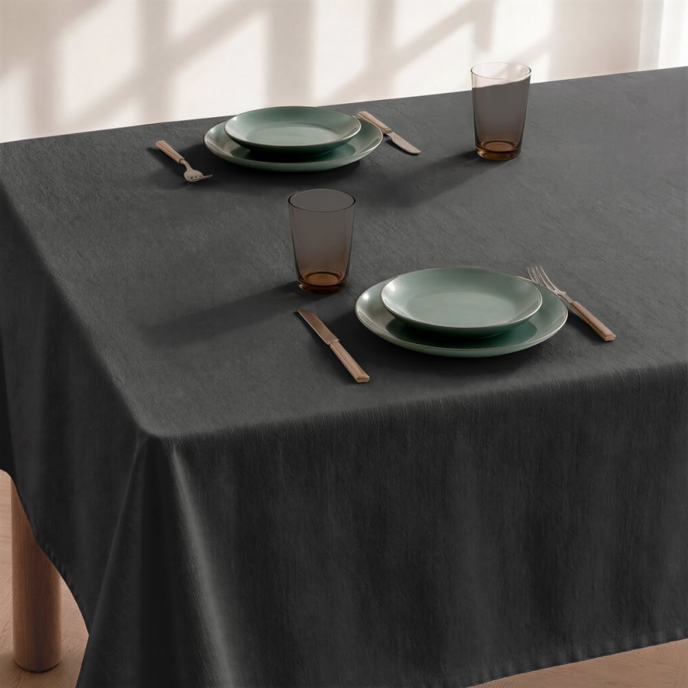 Einfarbige fleckabweisende Tischdecke in Schwarz 140x300cm -