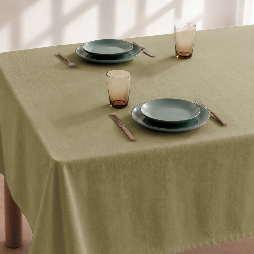 Nappe unie antitache vert olive 140x100cm