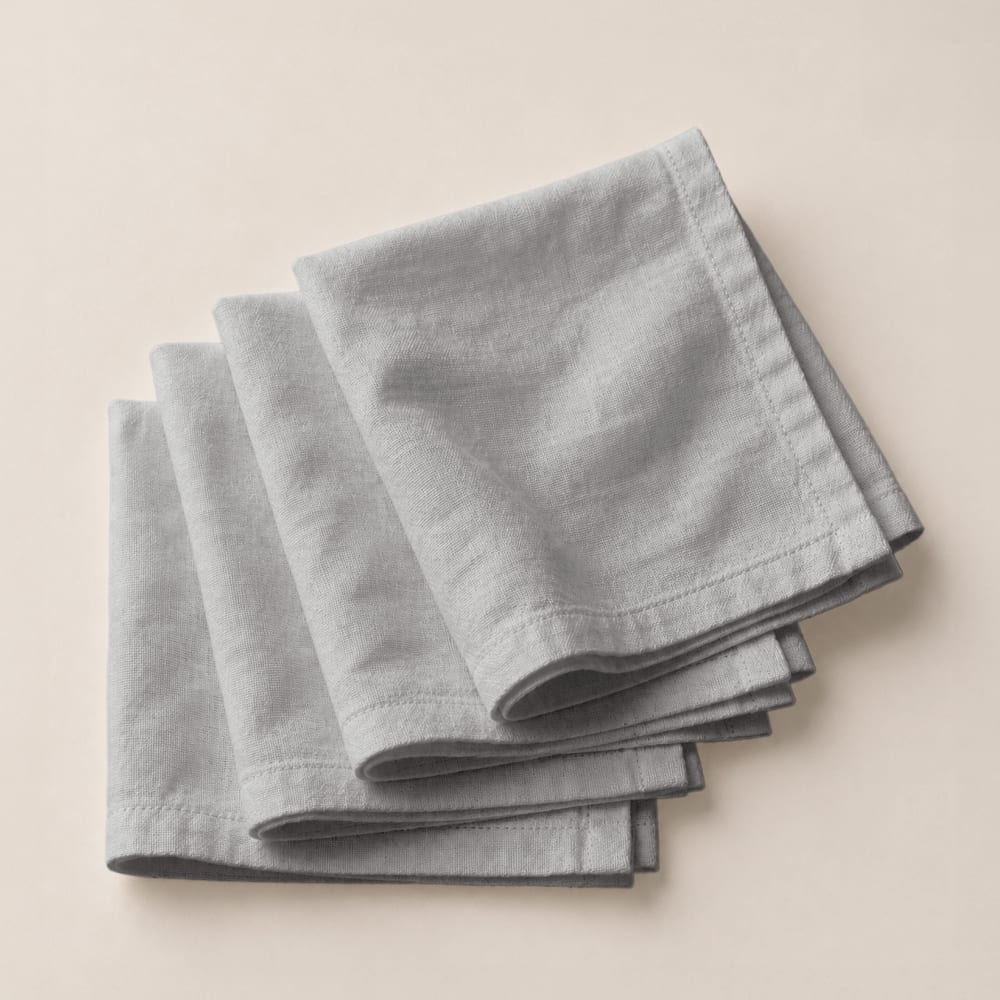 Lot de 4 serviettes de table unies perle 42x42cm