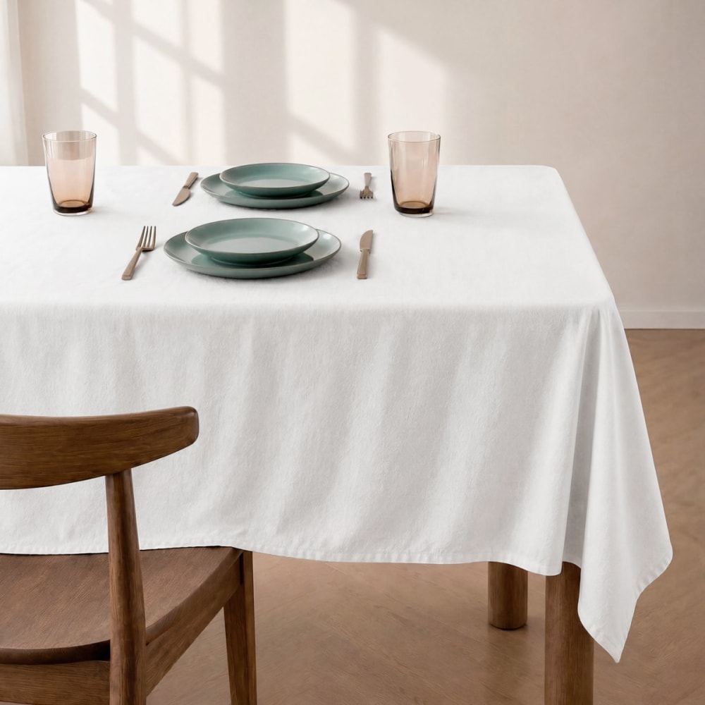 Nappe unie antitache blanche 140x200cm Nappe unie antitache blanche 140x200cm