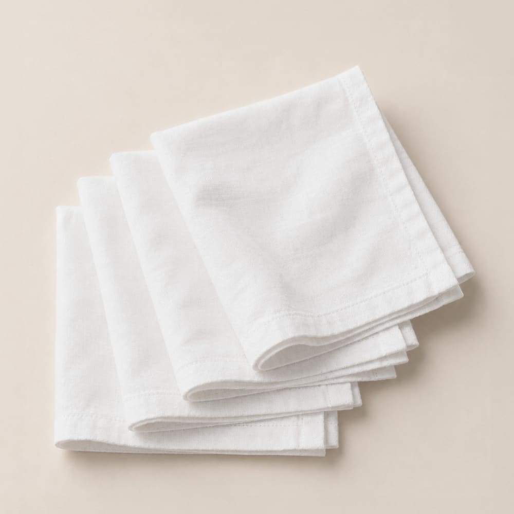 Lot de 4 serviettes de table unies blanches 42x42cm