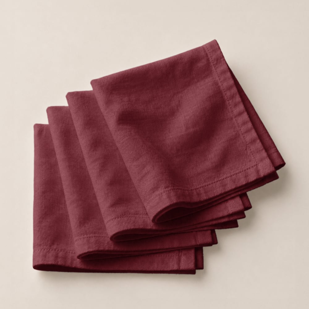 Lot de 4 serviettes de table unies bordeaux 42x42cm
