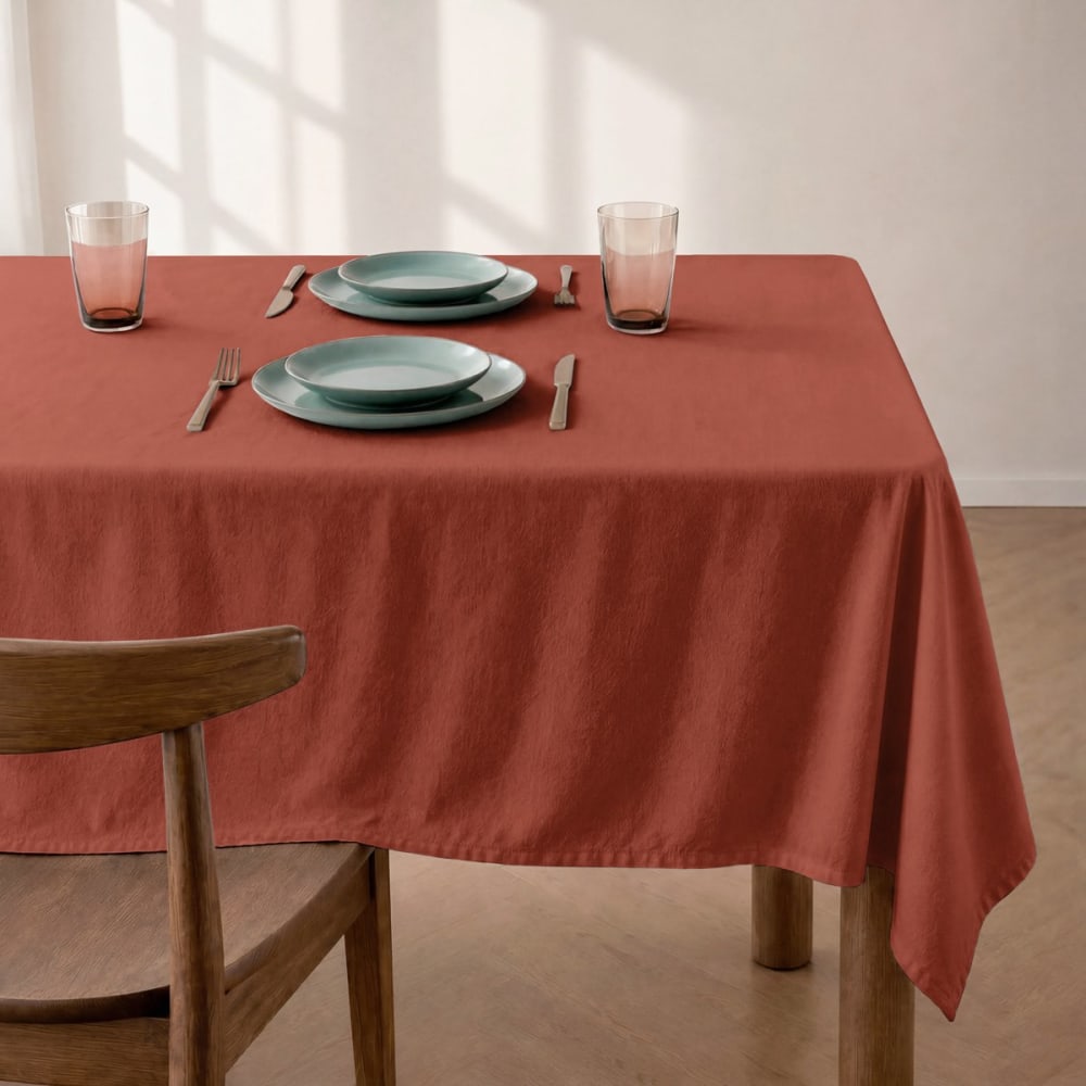Einfarbige fleckabweisende Tischdecke in Terrakotta 140x140cm -