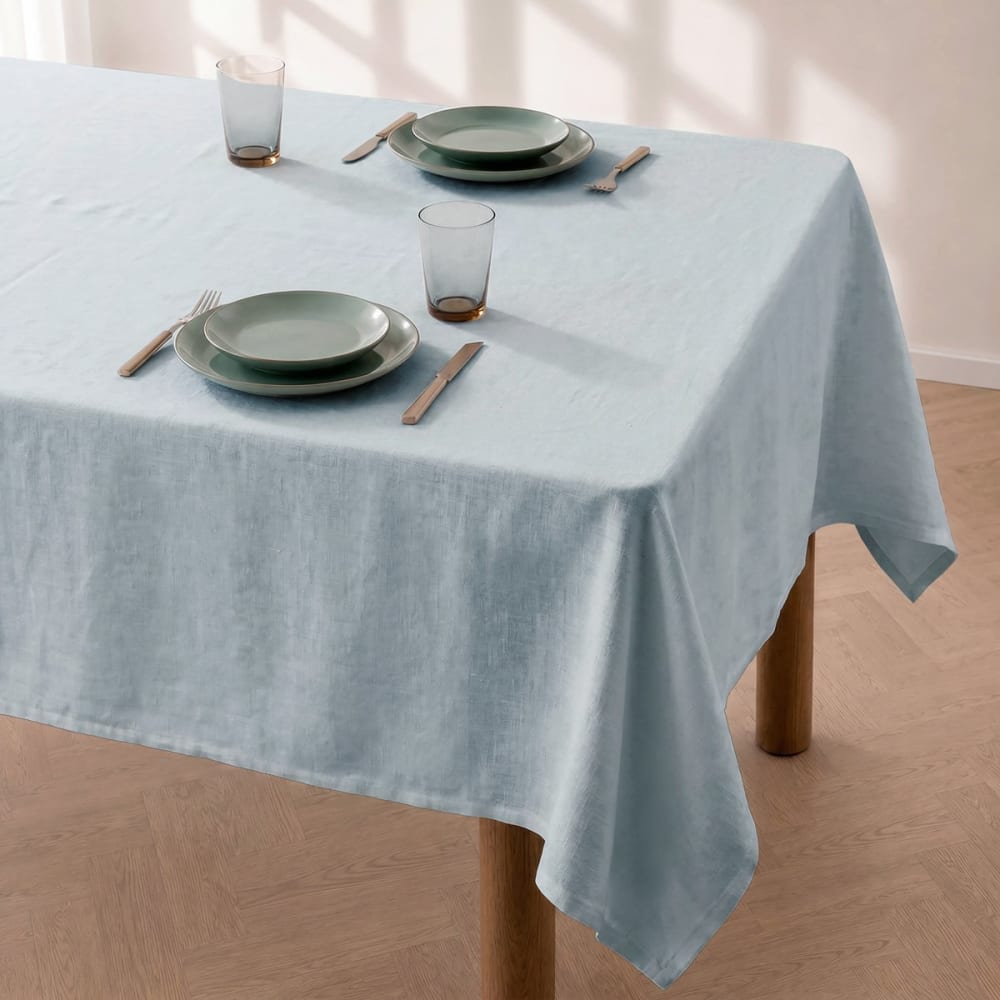Einfarbige fleckabweisende Tischdecke in Blau 140x240cm - Maisons
