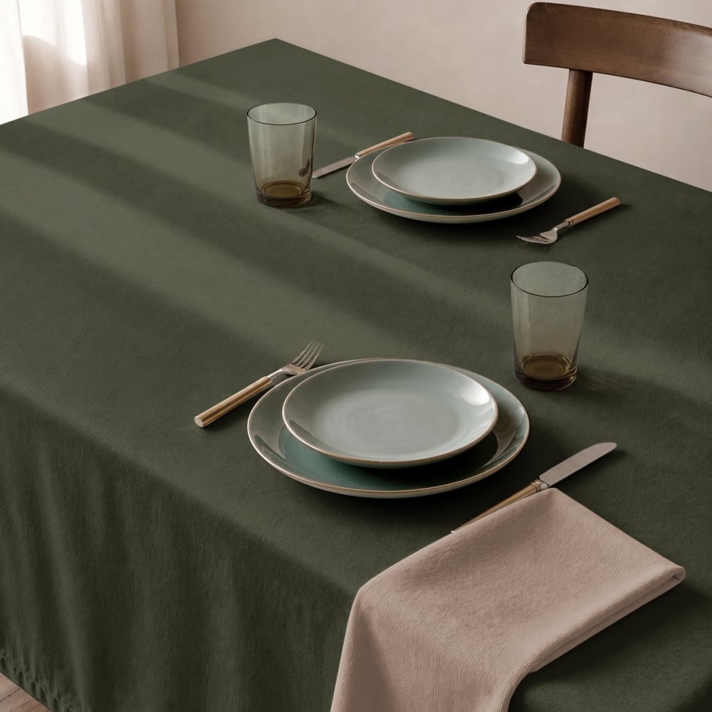 Mint Einfarbige fleckabweisende Tischdecke in Waldgrün 140x200cm style modern Öko-Tex Zertifikat - Baumwolle