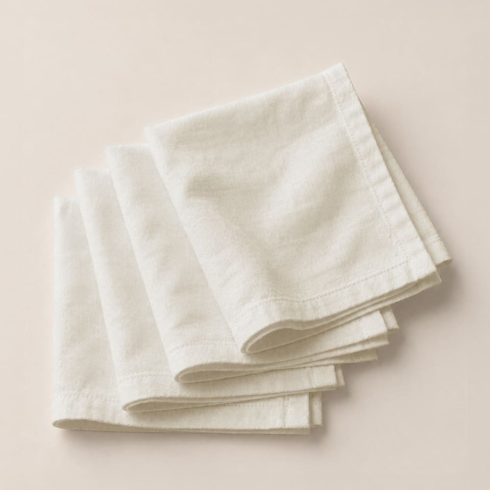 Lot de 4 serviettes de table unies ivoire 42x42cm