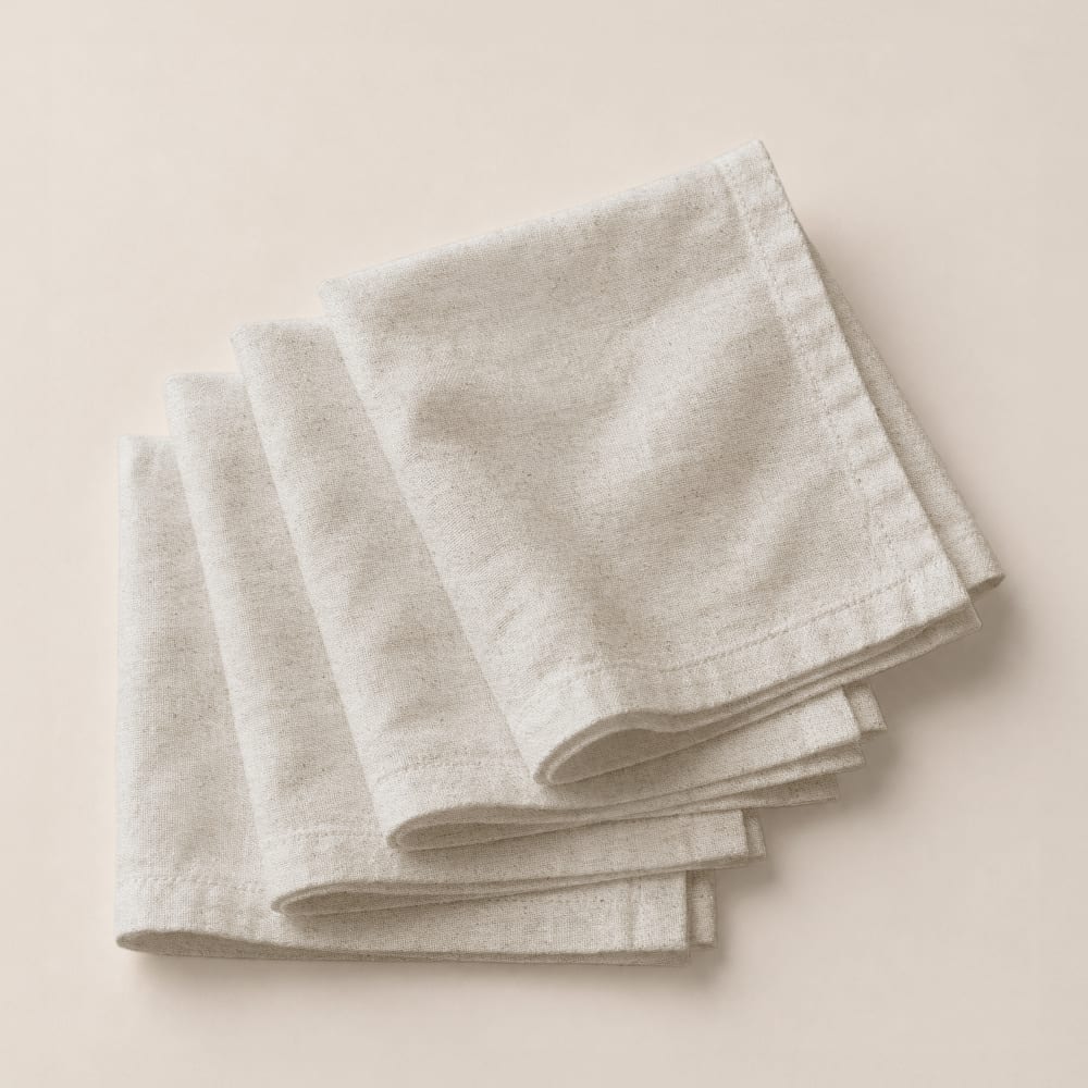 Lot de 4 serviettes de table unies lin 42x42cm