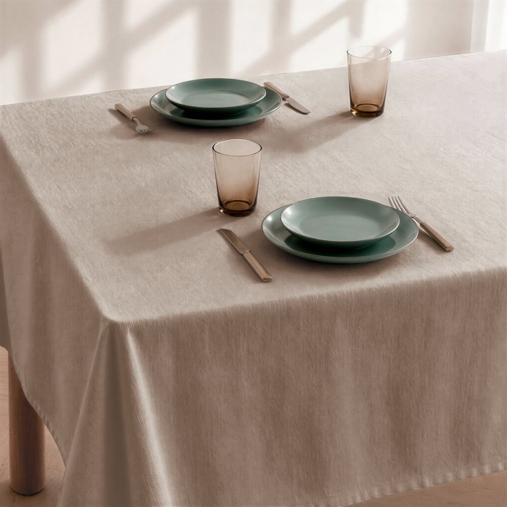 Einfarbige fleckabweisende Tischdecke in Mokka 140x140cm -