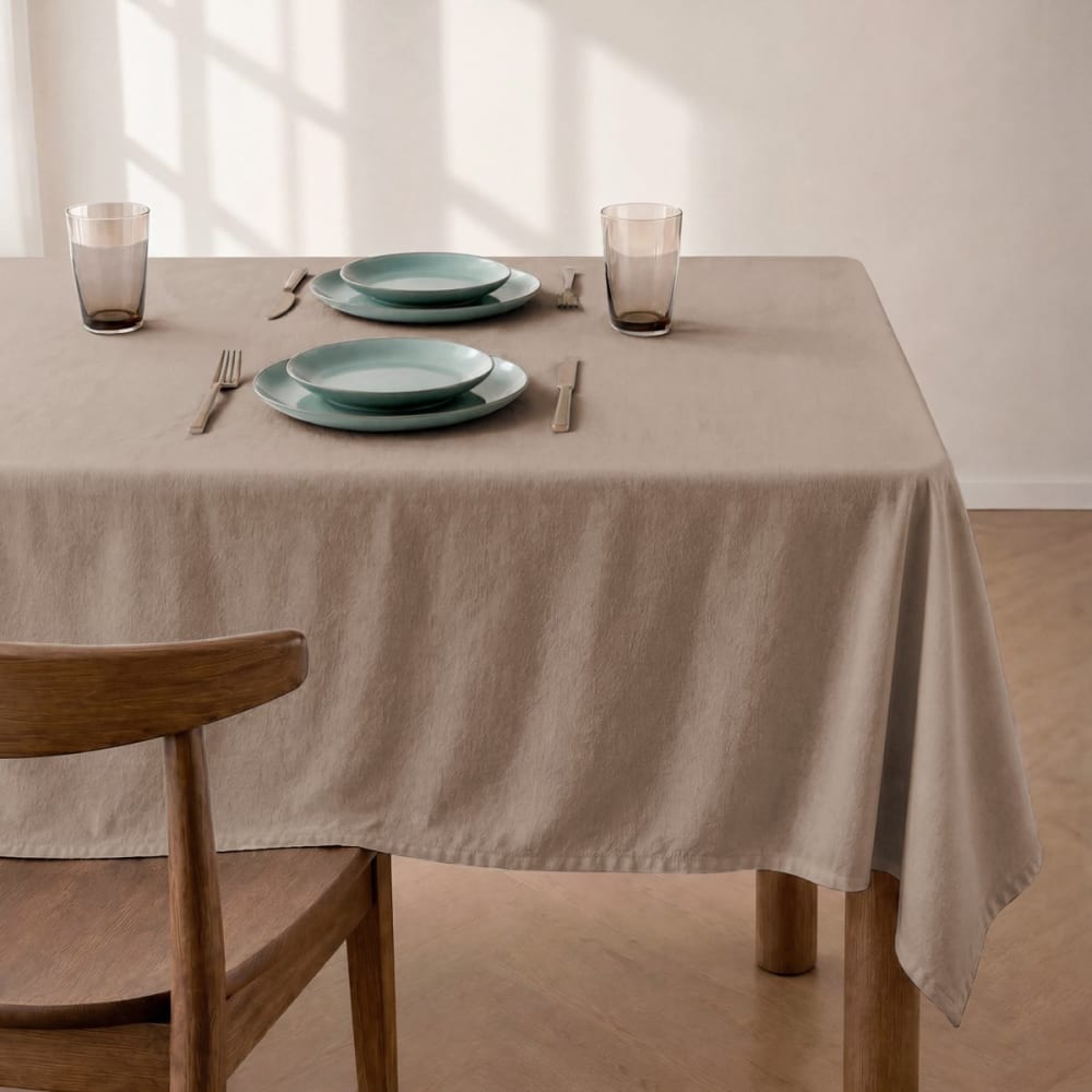 Mint Einfarbige fleckabweisende Tischdecke in Mokka 140x240cm style modern Braun Öko-Tex Zertifikat Baumwolle