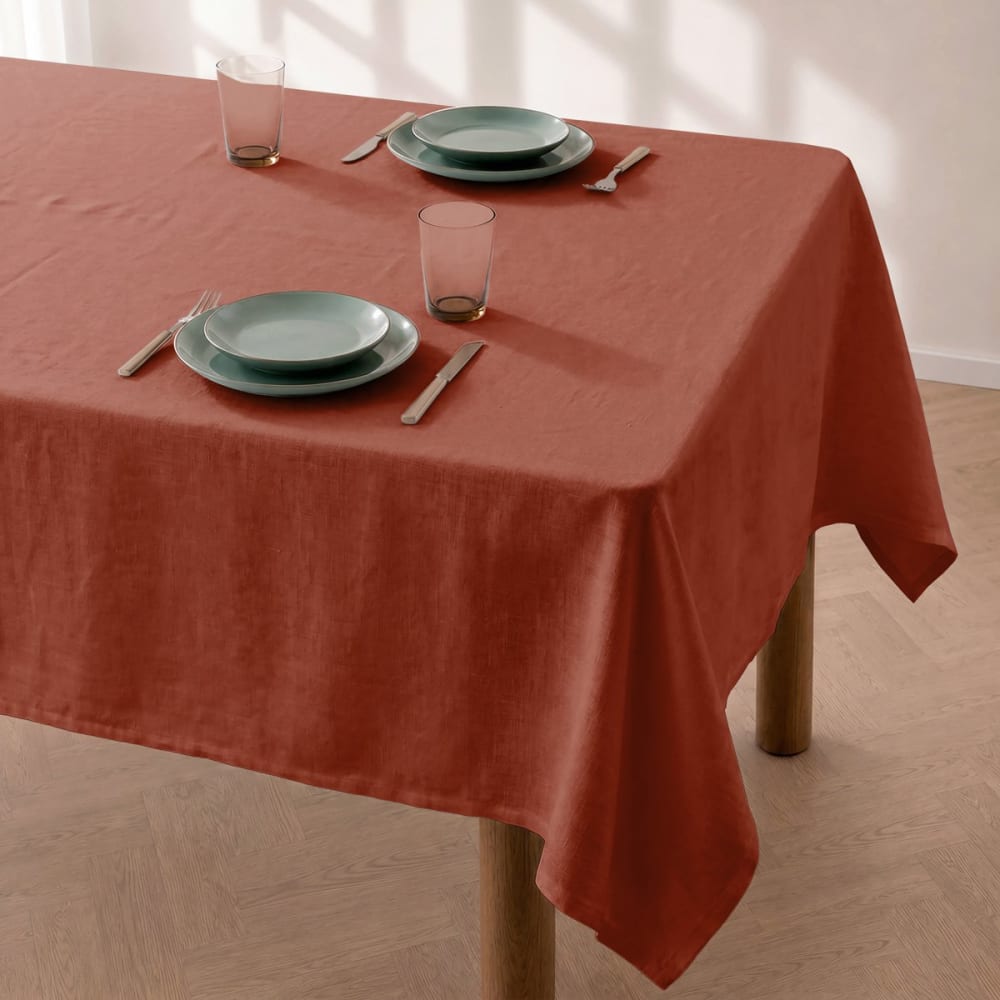 Nappe unie antitache terracotta 140x300cm