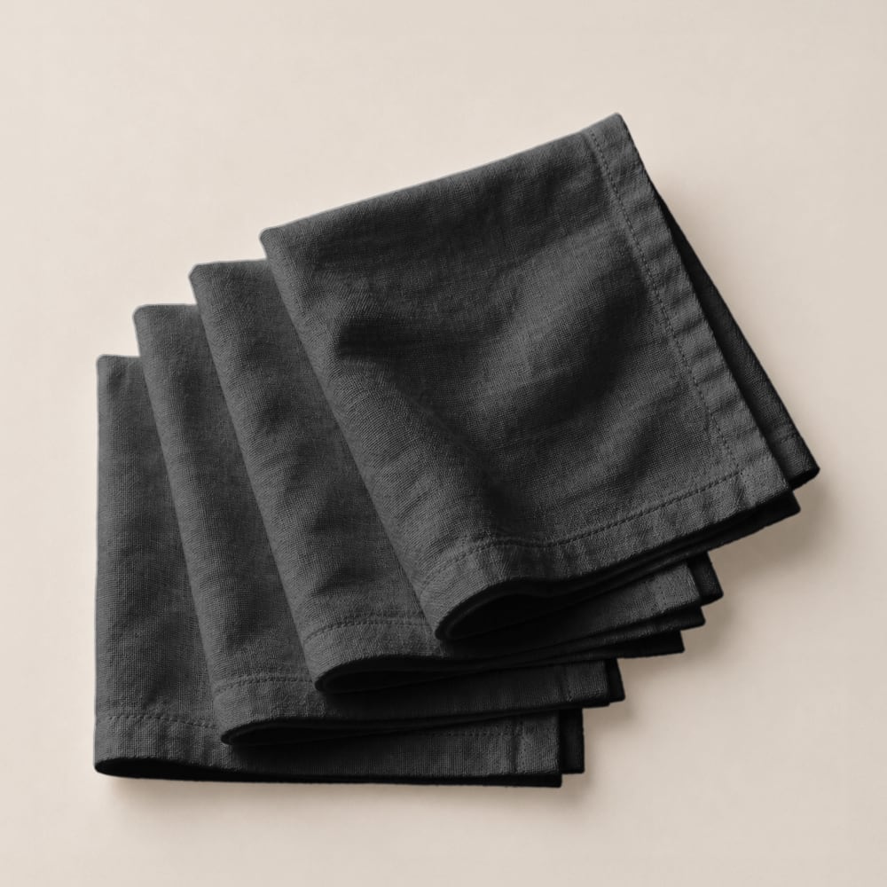 Lot de 4 serviettes de table unies noires 42x42cm