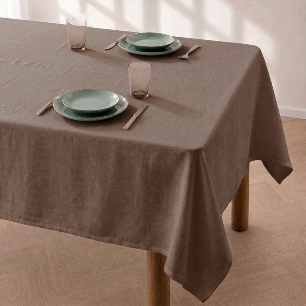 Nappe unie antitache marron 140x200cm