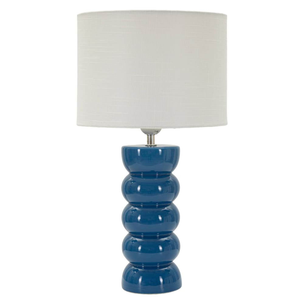 Lampe de table en céramique bleue avec abat-jour blanc, ø 25 x 46 cm