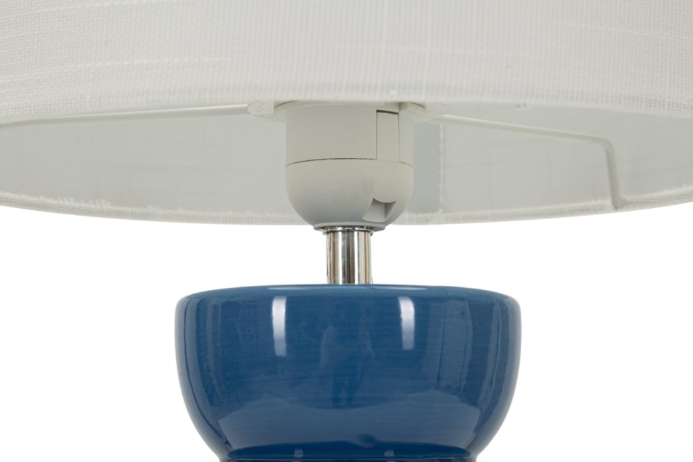 Lampe de table en céramique bleue avec abat-jour blanc, ø 25 x 46 cm — vue 3