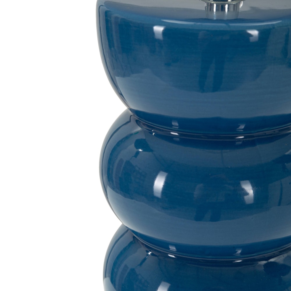 Lampe de table en céramique bleue avec abat-jour blanc, ø 25 x 46 cm — vue 4