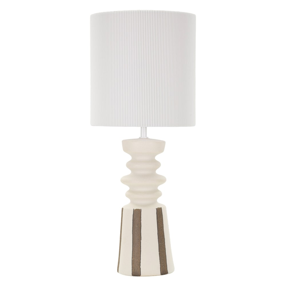 Lampe de table en céramique blanche avec détails verts, ø 26,5 x 67 cm