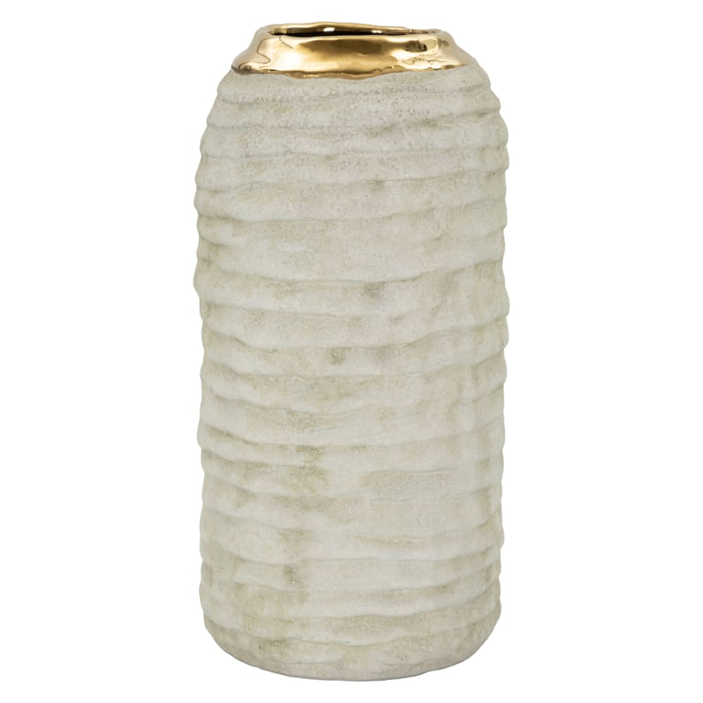 Vase en céramique avec détails dorés, design moderne, ø 12,5 x 25 cm
