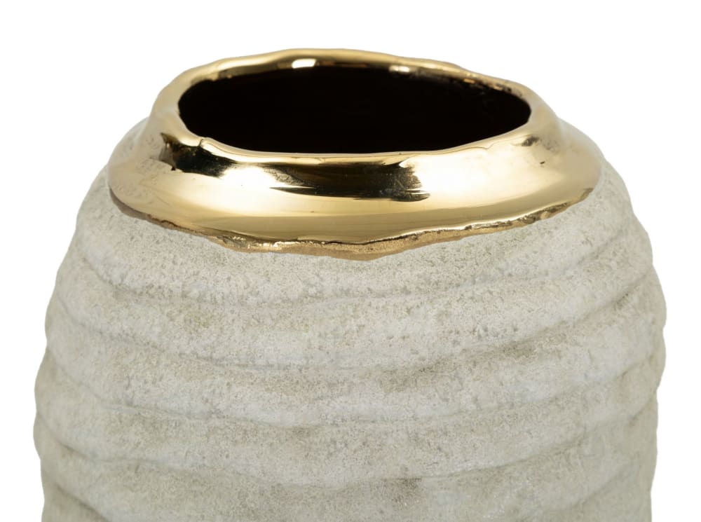 Vase en céramique avec détails dorés, design moderne, ø 12,5 x 25 cm — vue 4