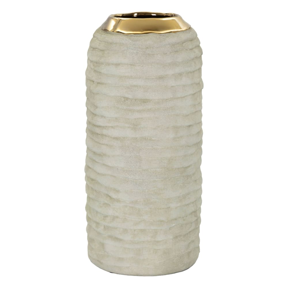 Mauro Ferretti Dekorative Keramikvase mit Goldverzierungen, ø 14 x 30 cm Grau Keramik
