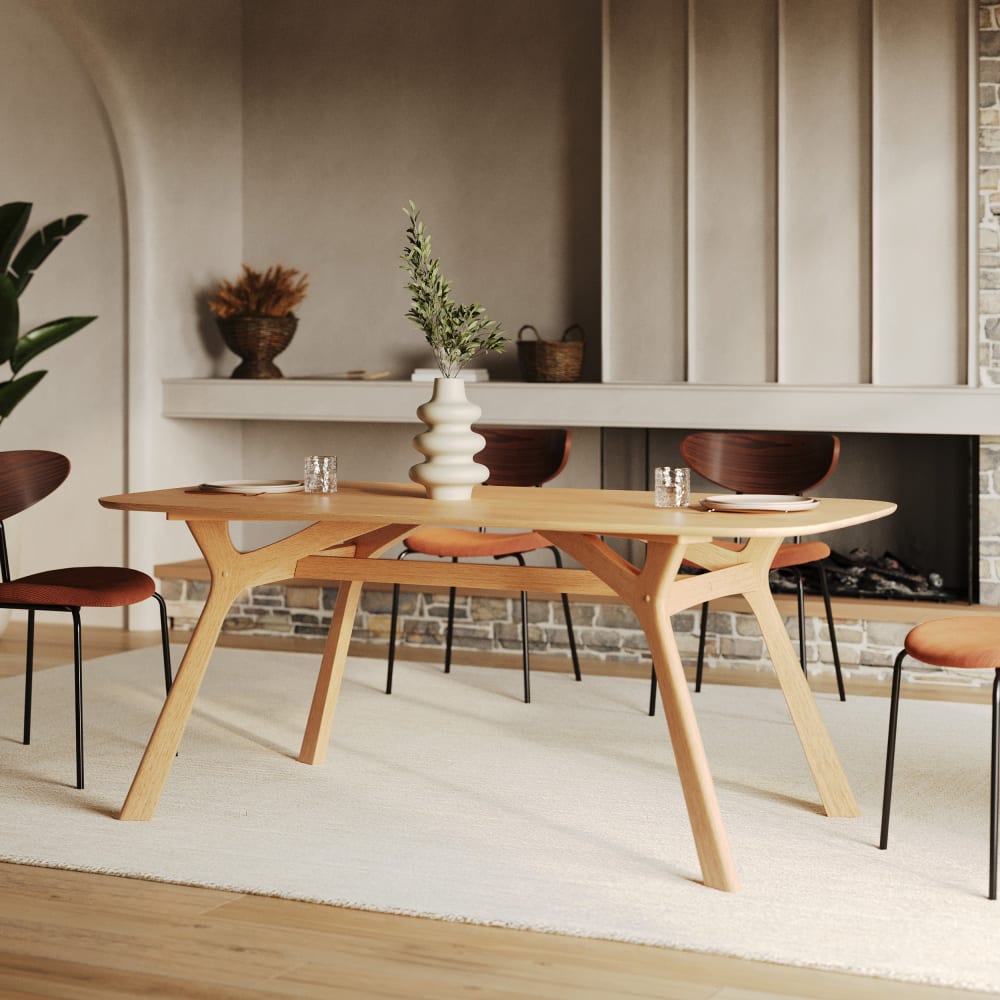 Rechteckiger Tisch für 6 Personen aus massivem Gummiholz D120 cm